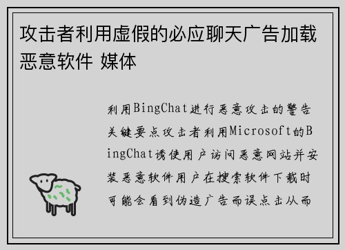 攻击者利用虚假的必应聊天广告加载恶意软件 媒体